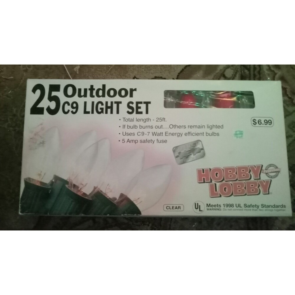Hobby Lobby 25 C9 Red and Clear Indoor Outdoor Light Set
